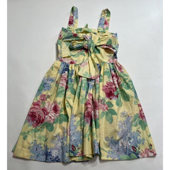 Vintage 80s Tie Back Dress in Yellow Floral - Picture 2 of 2